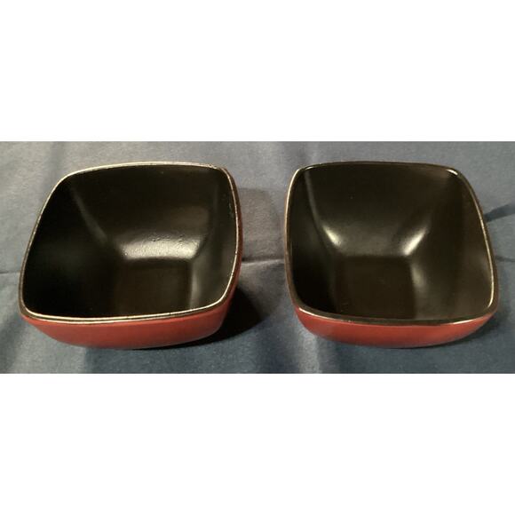 Set of 2 Home Trends Red Claret Black Square Soup Cereal Bowls - Picture 6 of 7